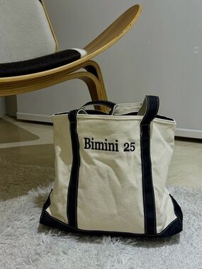 Bimini 25 Canvas Tote Bag - Cream with Black Trim